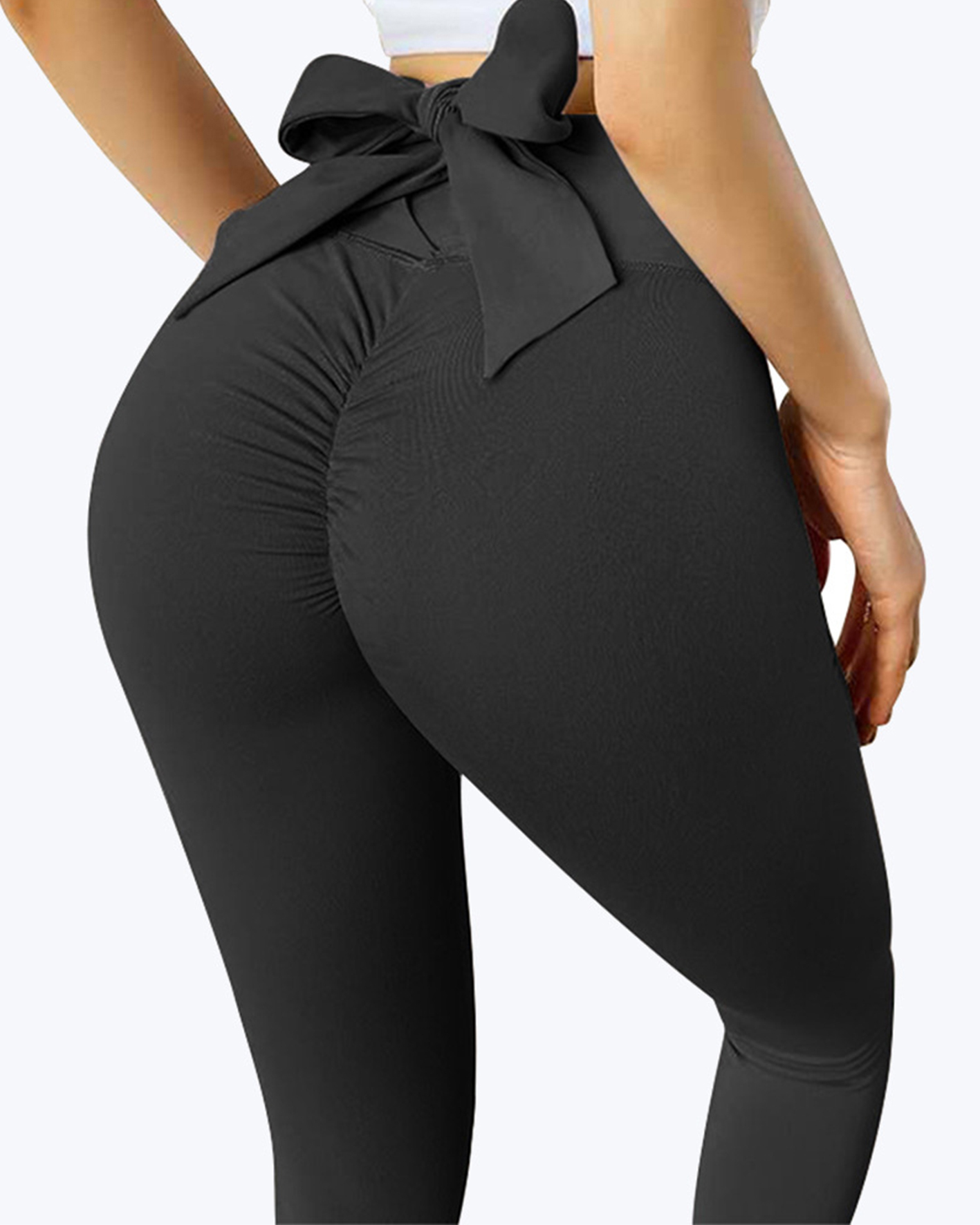 Back waist bowknot yoga seamless pants