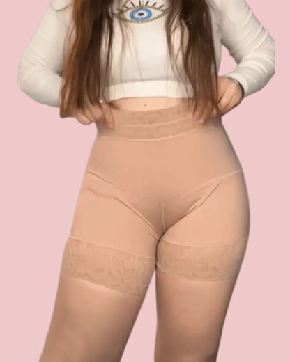 Double Compression High Waist Seamless Butt Lifting Lace Shaper Shorts with Bones