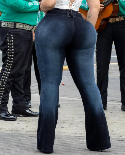 High-Rise Hip-Lift Skinny-Fit Flared Jeans