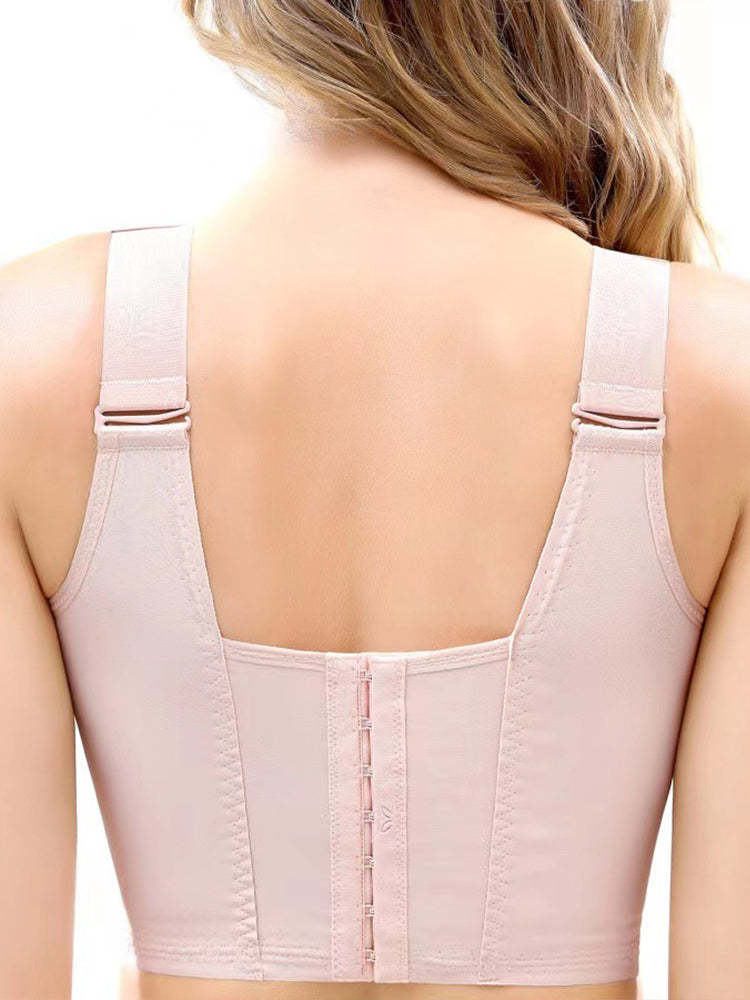 Women Front Closure&Wide Straps Longline Cup Full Coverage Push Up Bra