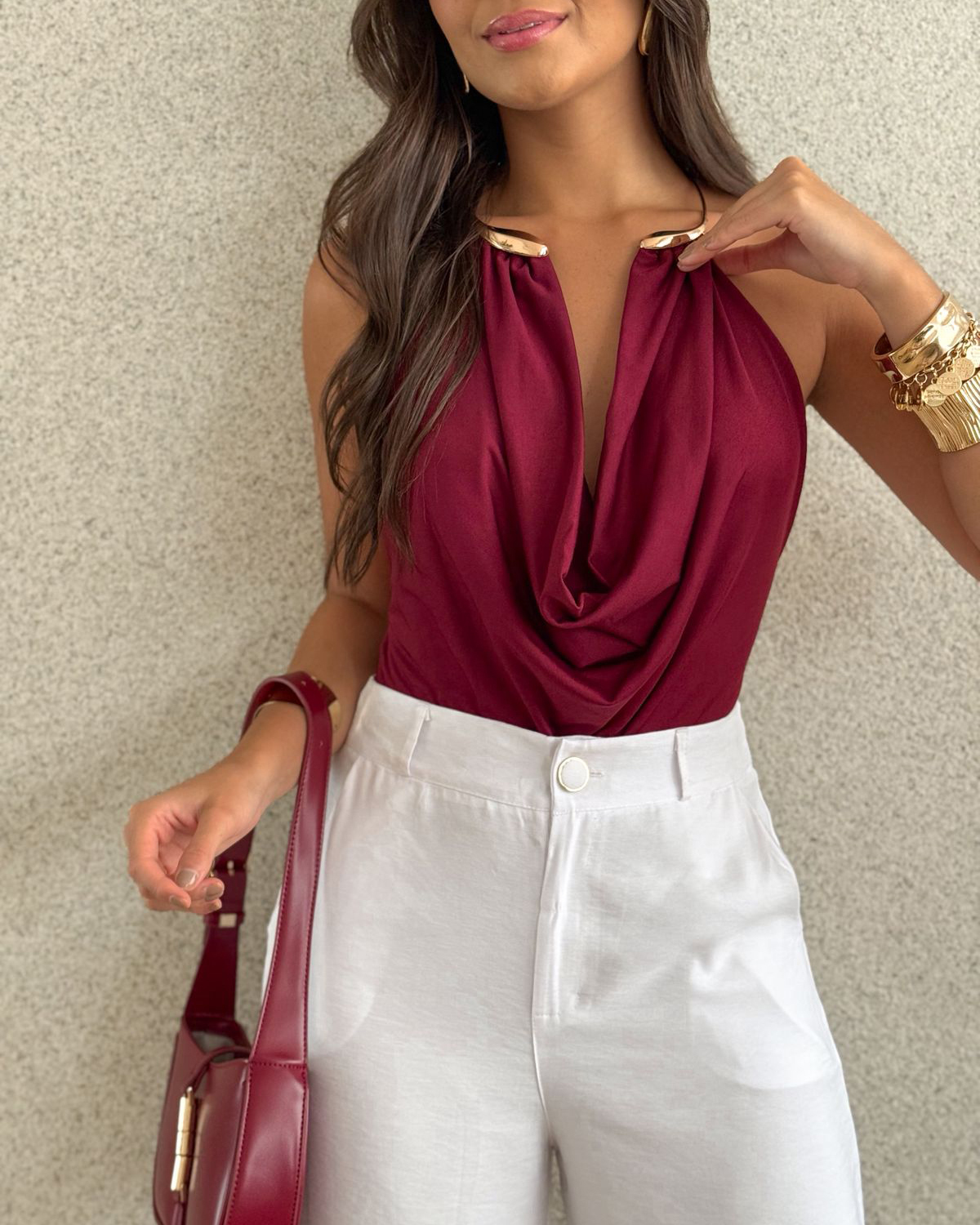 Women's Sexy Cowl Neckline Backless Bodysuit