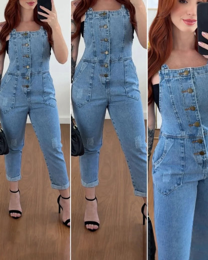 Long button-down jeans