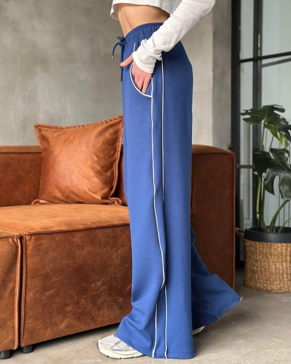 Women's Lace-Up Striped Casual Pants