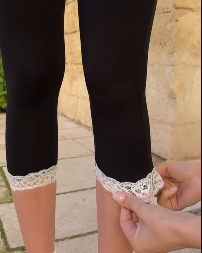 Stylish And Slim-Fit Modal Lace-Trim Capri Jumpsuit In Black（Pre-Sale）