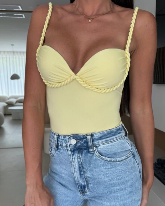 V-Neck Weaving Slimming Bodysuit