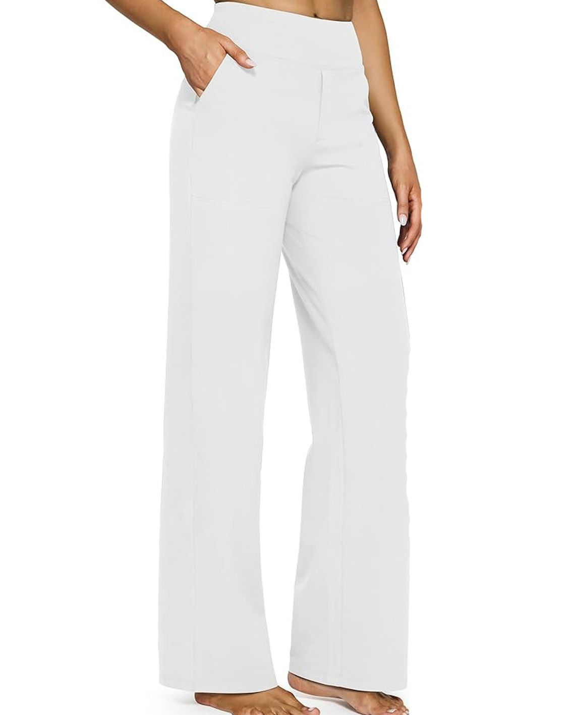 Casual High-Waisted Straight-Leg Yoga Pants with Loose Pockets