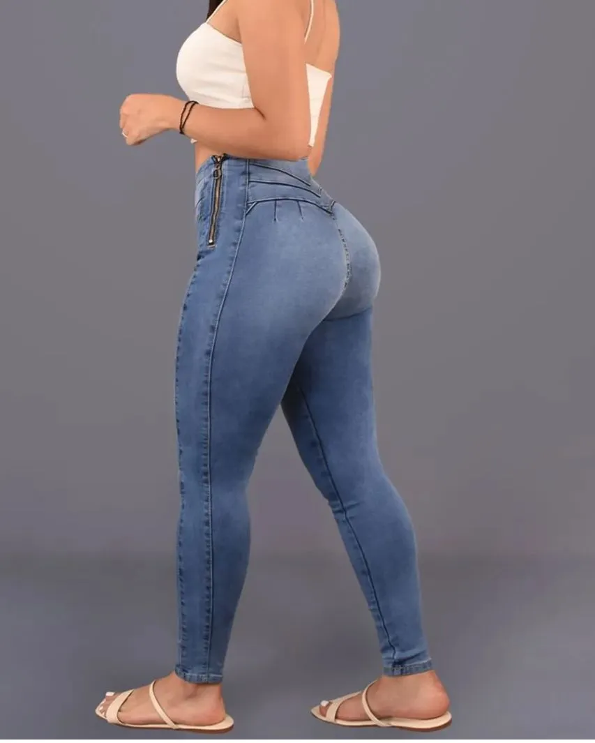High Rise Skinny Peach Hip High Waist Jeans