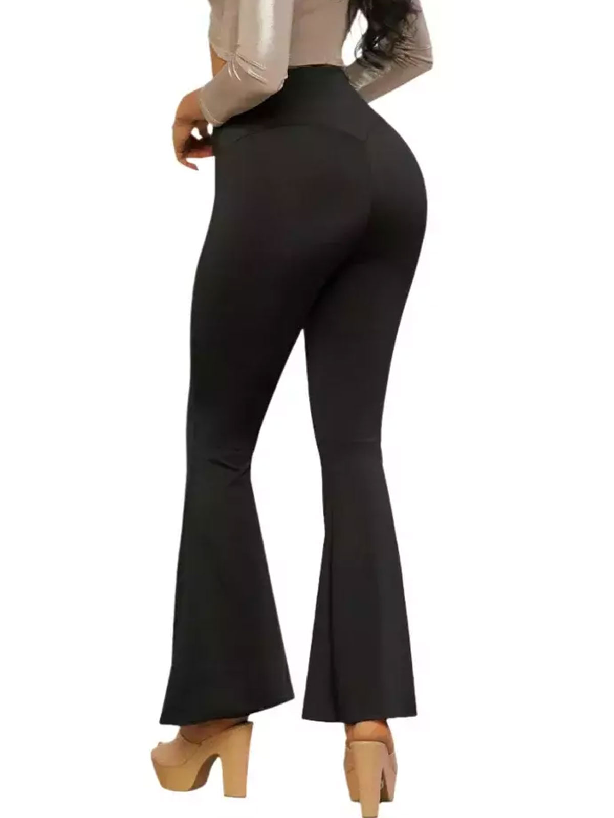 Black Stretch Flared Skinny Pants