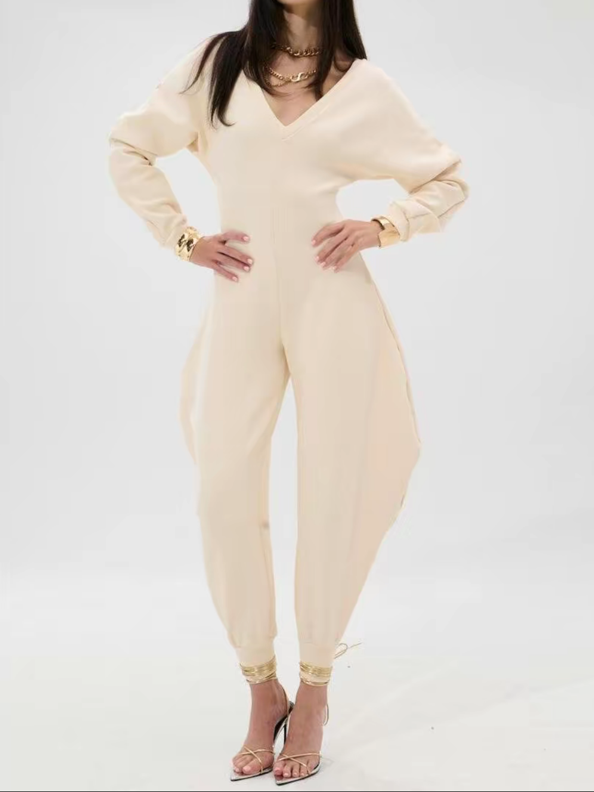 V-Neck Sexy Slim Long-Sleeved Jumpsuit