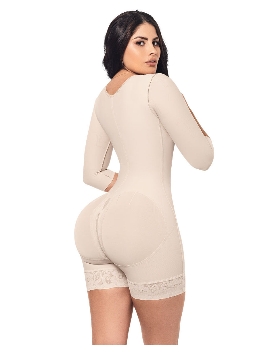 High Compression Tummy Control Hourglass Fajas Colombianas With Sleeves