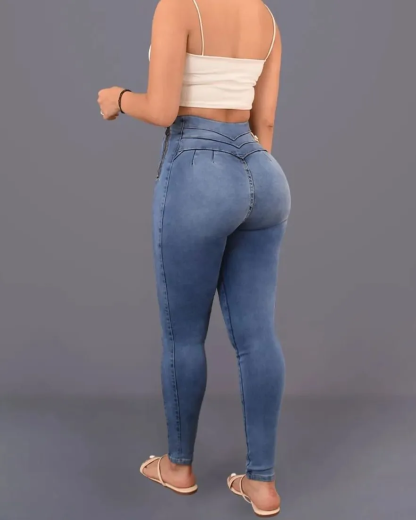 High Rise Skinny Peach Hip High Waist Jeans