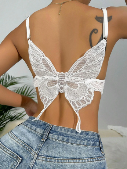 Butterfly Shaped Detail Bow Front Lace Bralette