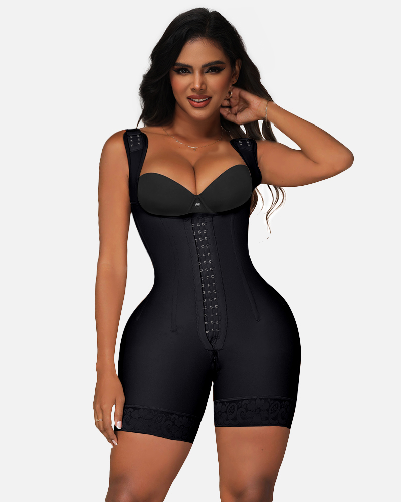 Women Faja Tummy Control Open Bust Shapewear Thigh Slimmer Zipper Crotch Body Shaper