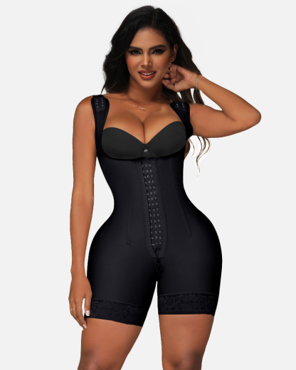 Women Faja Tummy Control Open Bust Shapewear Thigh Slimmer Zipper Crotch Body Shaper