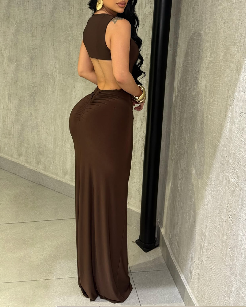 Slim Fit Backless Sleeveless Dress