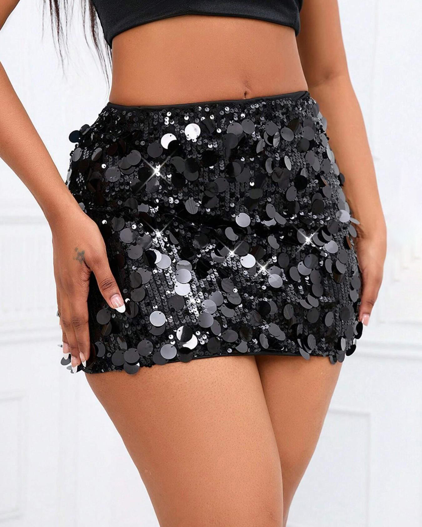 Sparkling Party Sequined Tight Low Waisted Mini Skirt