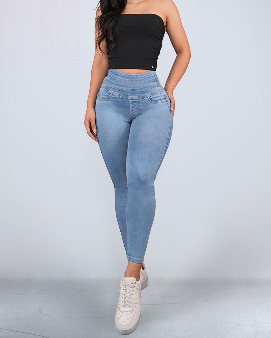 High Rise Skinny Peach Hip High Waist Jeans