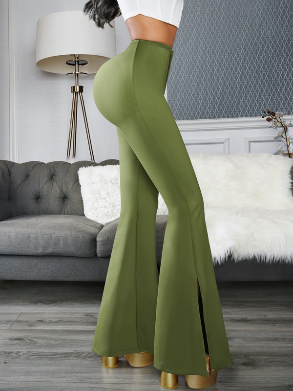 Women's High Waist Side Slit Hip Lift Flared Yoga Pants