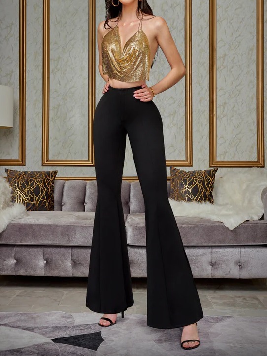 Women's High Waist Side Slit Hip Lift Flared Yoga Pants