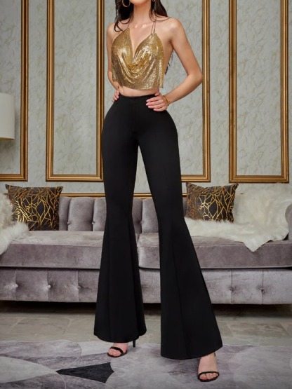 Women's High Waist Side Slit Hip Lift Flared Yoga Pants