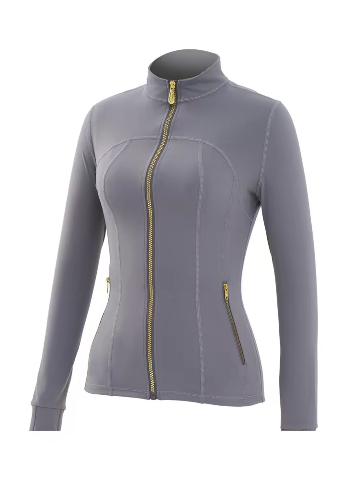 Body Shaping Yoga Set Gold Zip Up Jacket With Pockets
