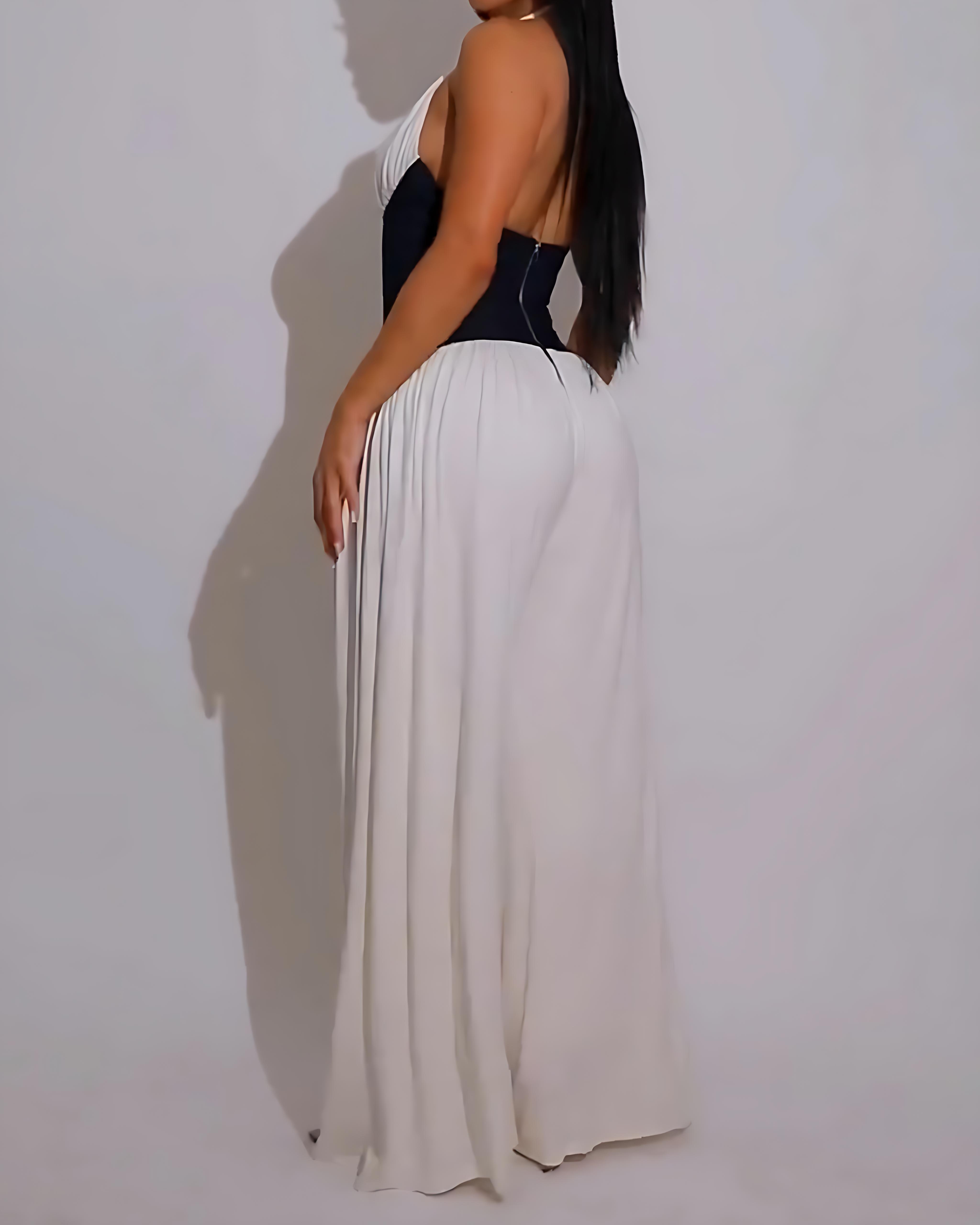 Women's Fashion Halter Neck Waist Wide Leg Jumpsuit