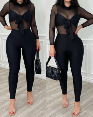 Black Halter Cutout Jumpsuit