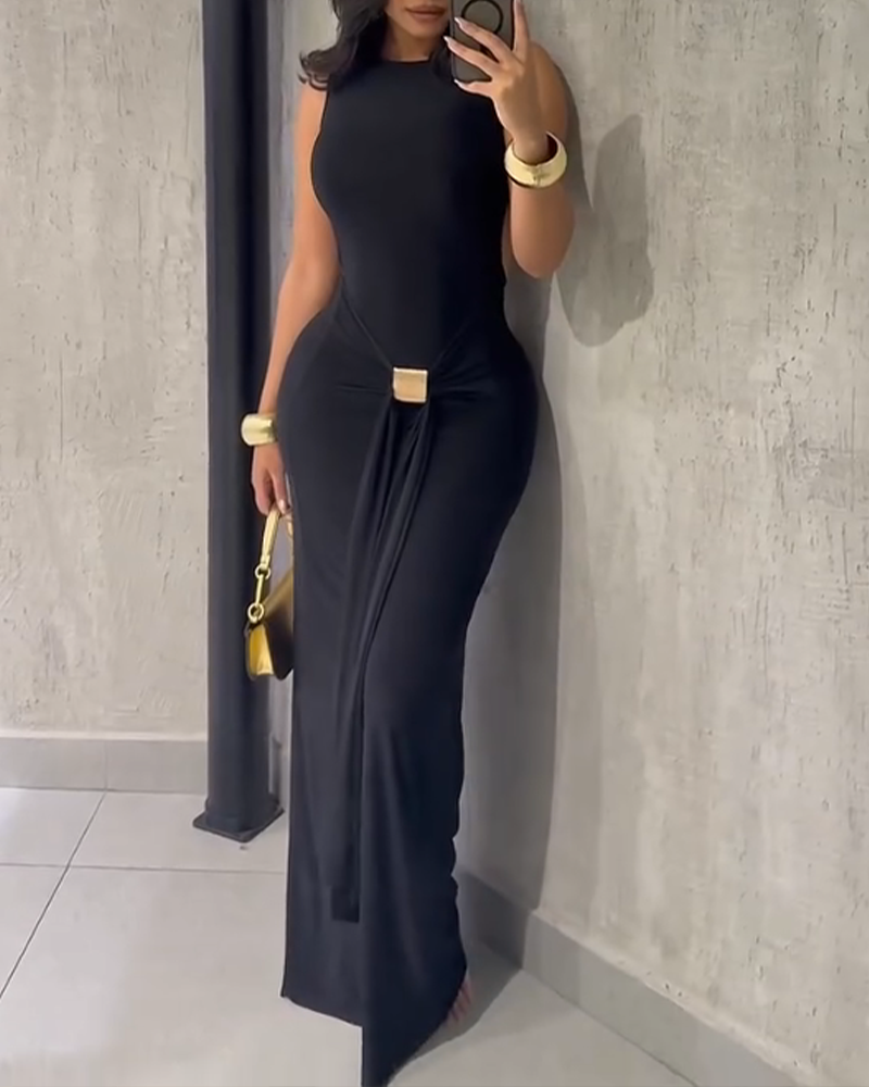 Slim Fit Backless Sleeveless Dress