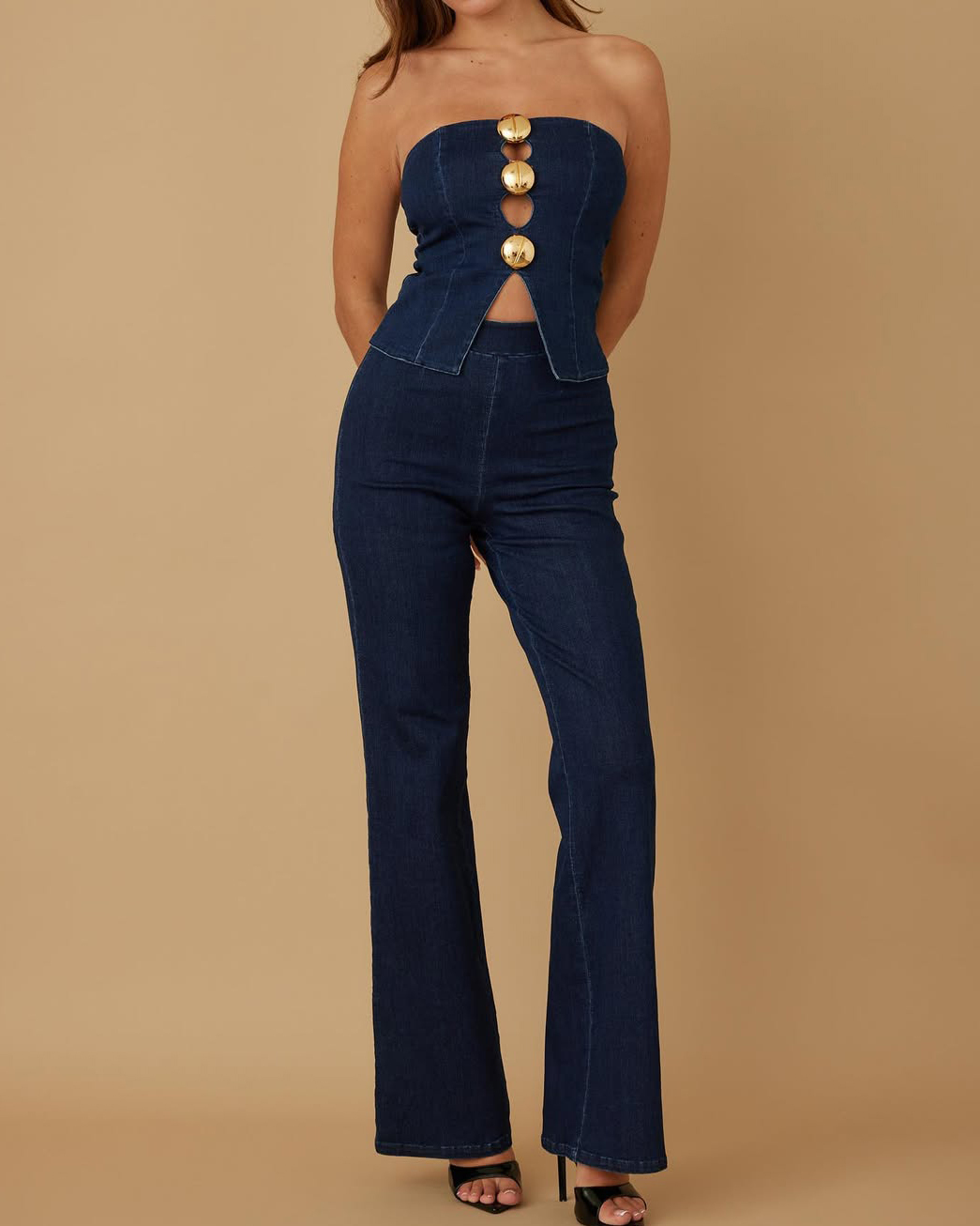 Sleeveless Slim Fit Fashion Denim 2-Piece Set