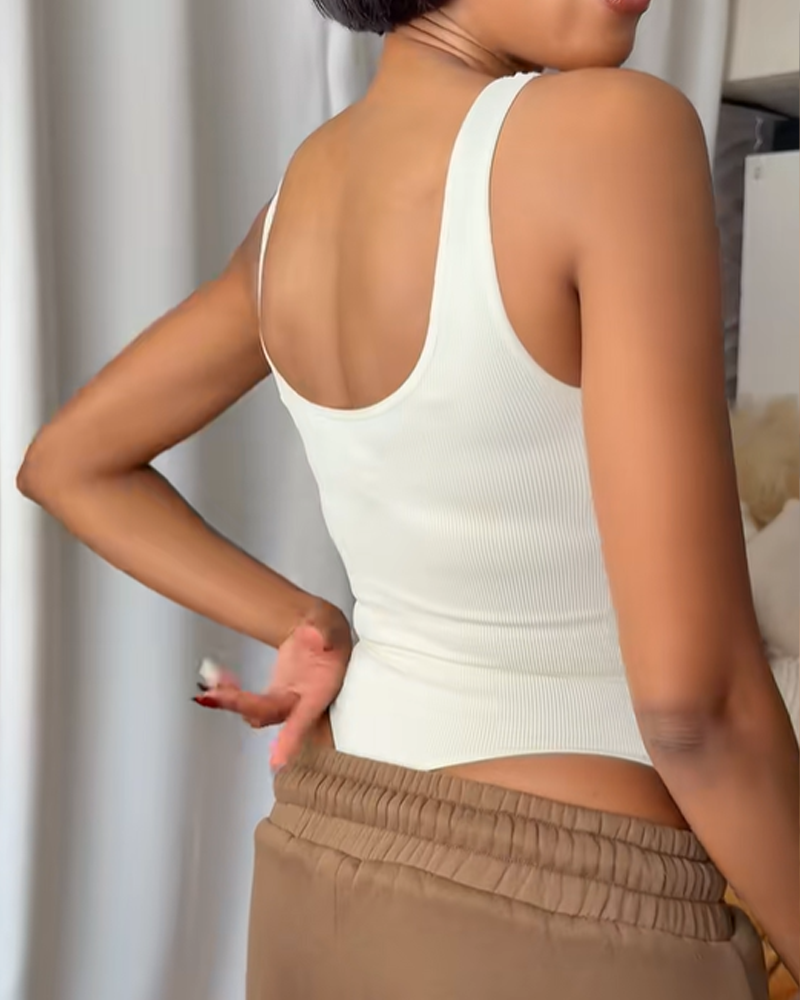 Elastic Ribbed Shaping Thong Bodysuit (Pre-Sale)