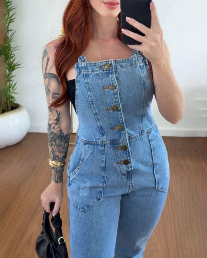 Long button-down jeans