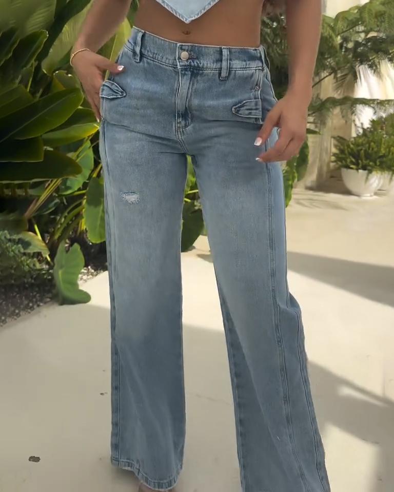 Women's High Waist Slimming Fit Wide Leg Jeans