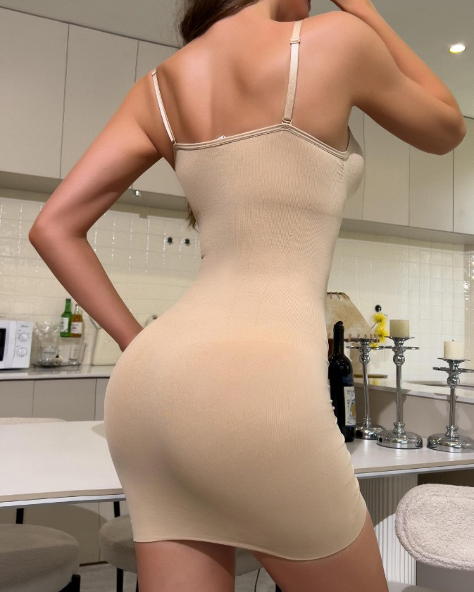 Seamless V-Neck Tummy Control Slip Dress