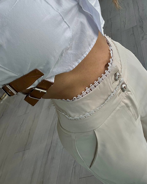Double-Breasted Slim-Fit Casual Wide Leg Pants