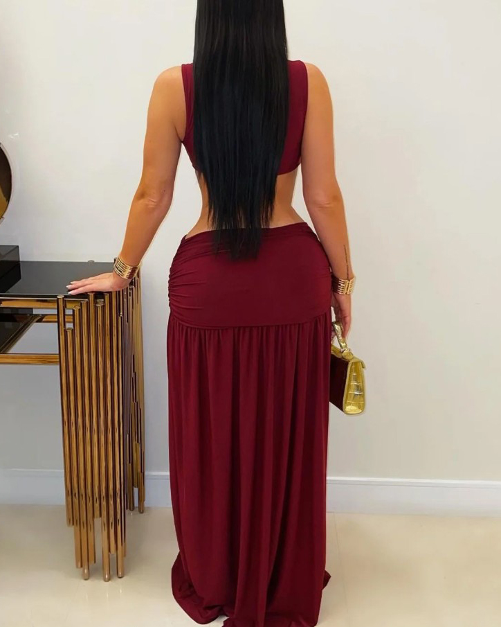Sexy Sleeveless Backless Slit Dress
