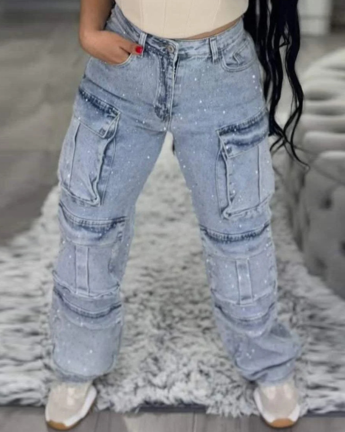 Pocket Diamond Casual Jeans