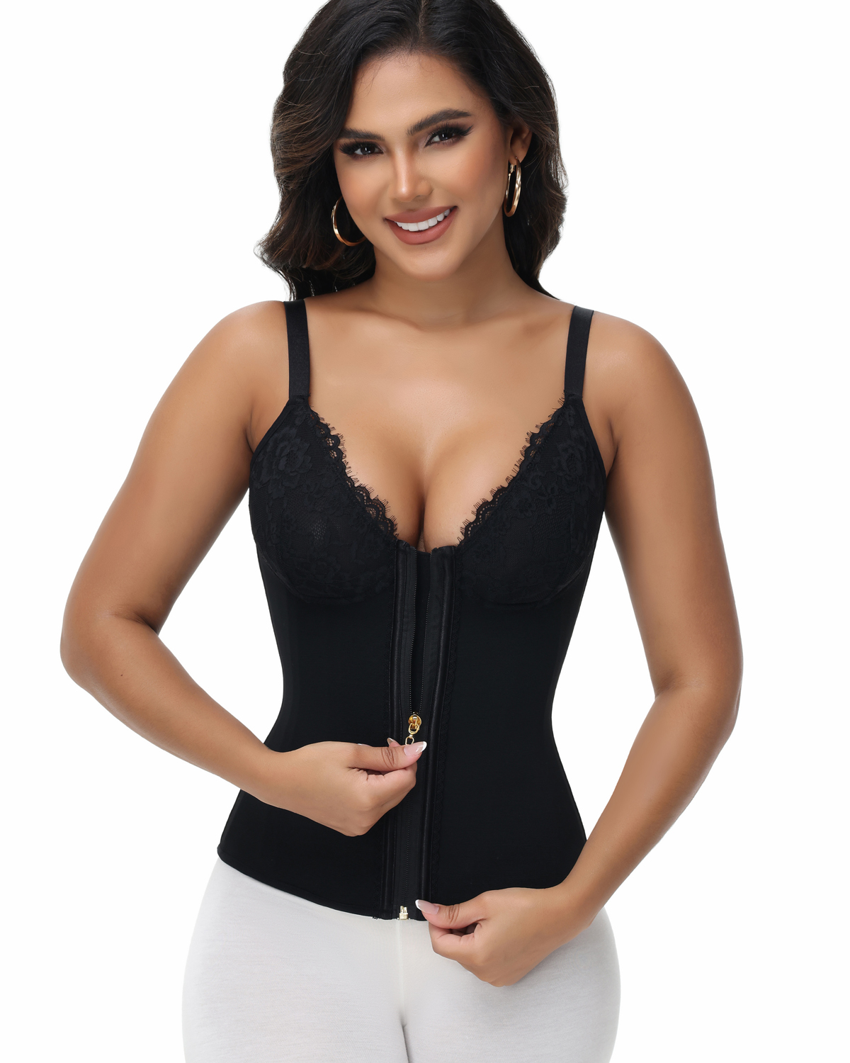 Black Lace Bust And Abdomen Control Camisole