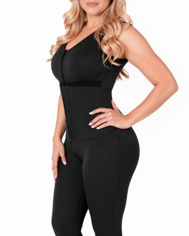 3-Rows Hook Eye Sleeveless Mid-Length Full-Body Shapewear