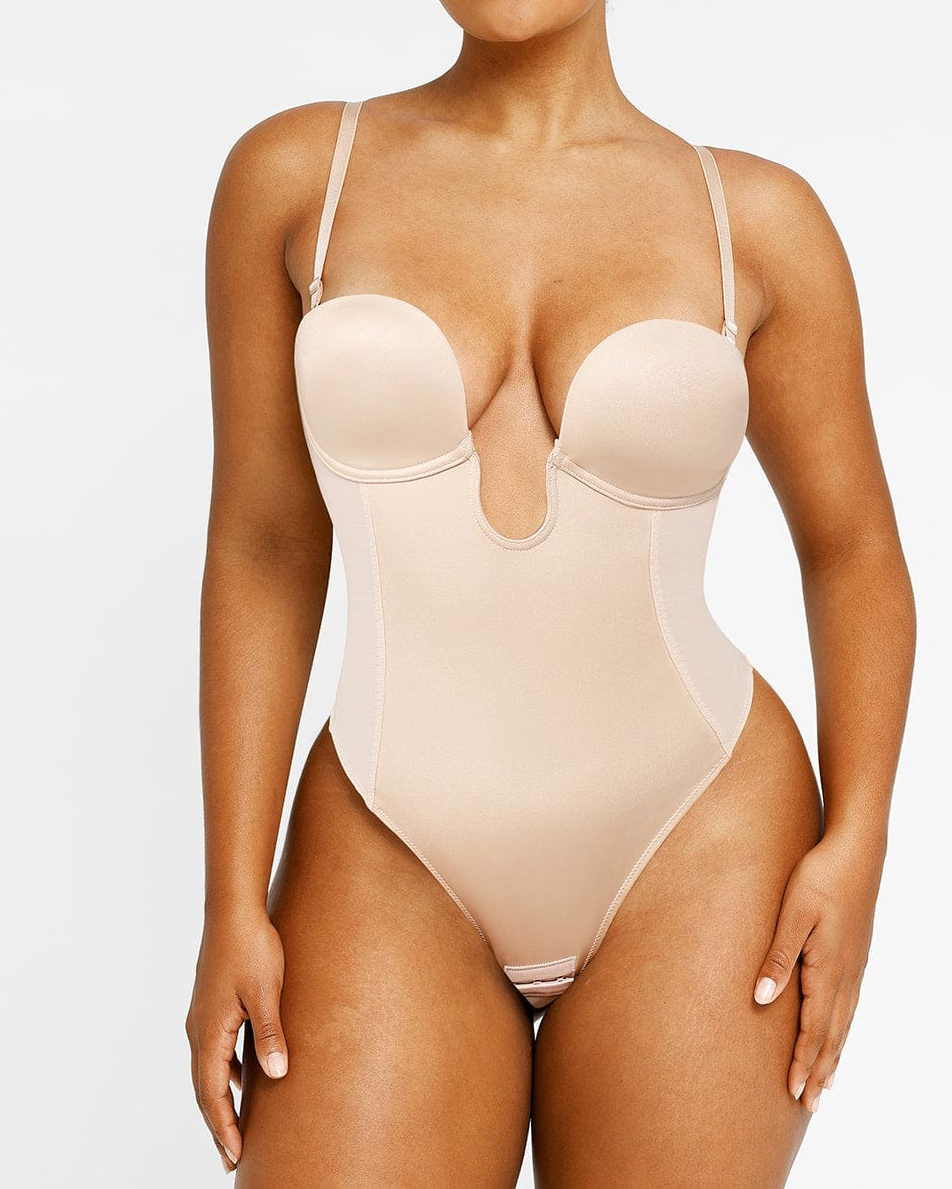 Deep Plunge Low-Back Thong Bodysuit