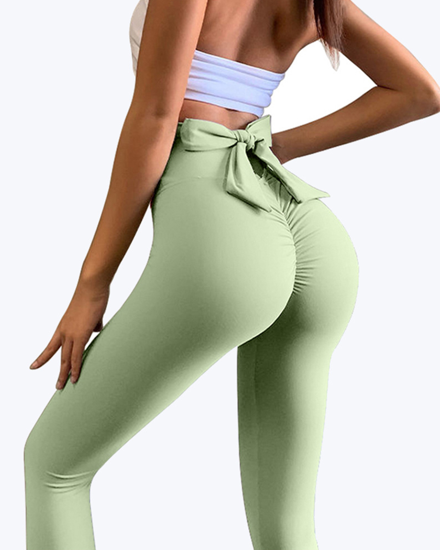 Back waist bowknot yoga seamless pants