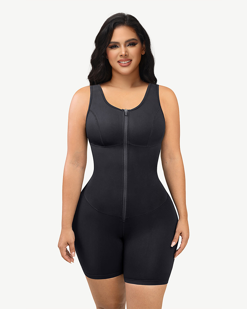 Workout Zipper Control Compression Jumpsuit: Streamlined Comfort and S