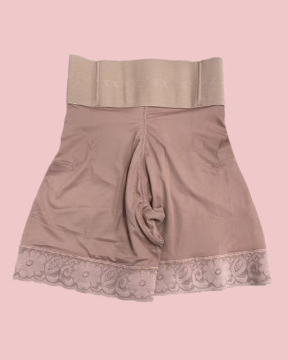 Lace Stitching Butt Lifting Slimmer Front Buckle Shaping Shorts
