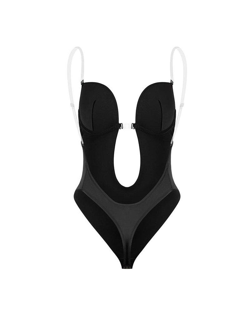 Plunge Bra Thong Body Suit