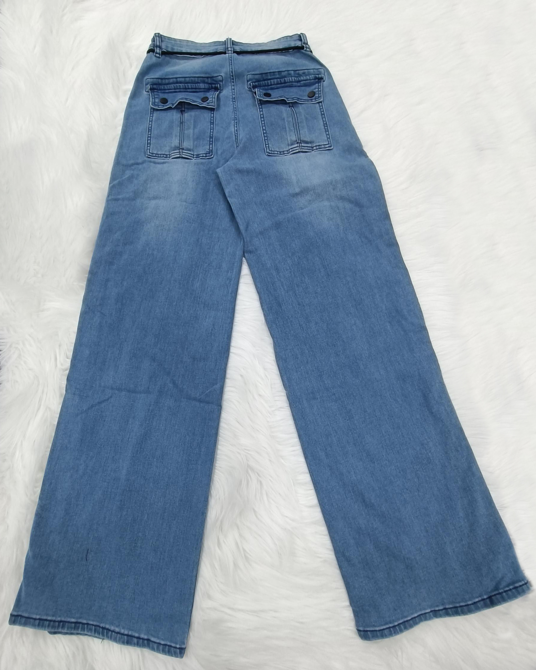 Women's Straight Leg Wide Legs High Waist Baggy Snap Button Side Jeans