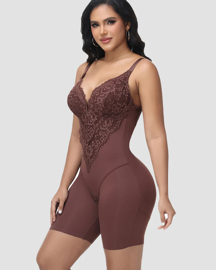 Lace Plunge Backless Bodysuit Shapewear