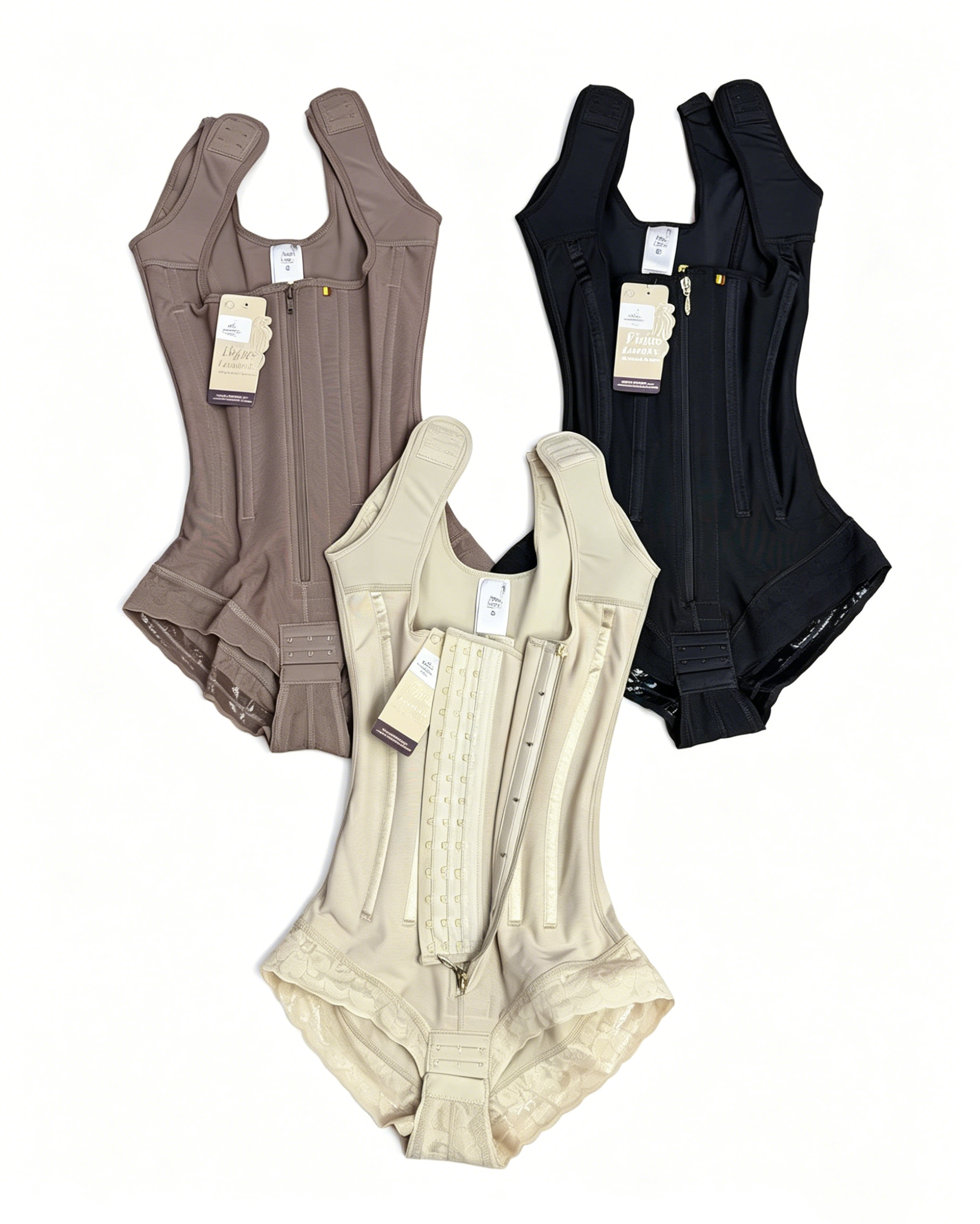 Zippered Front Opening Shapewear Bodysuit