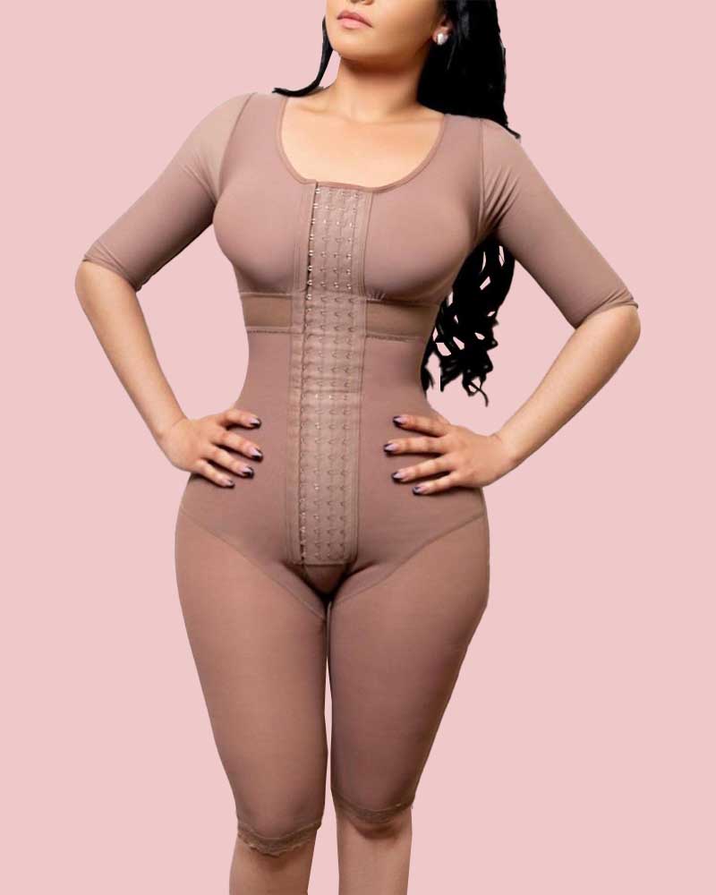 Full Body Firm Compression Shapewear With Underwire And Sleeves