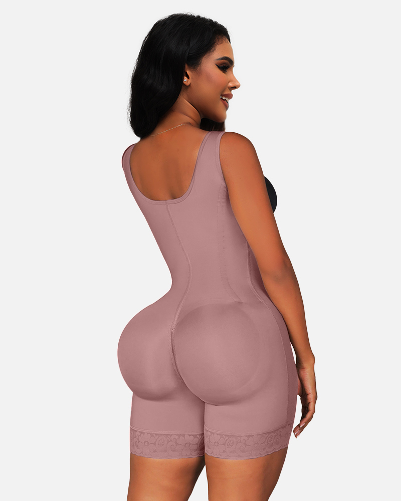Women Faja Tummy Control Open Bust Shapewear Thigh Slimmer Zipper Crotch Body Shaper