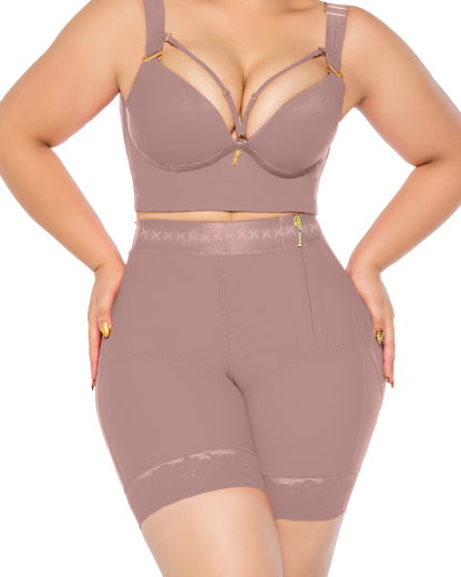 High Waist Side Zipper Butter Lifter Faja Shorts