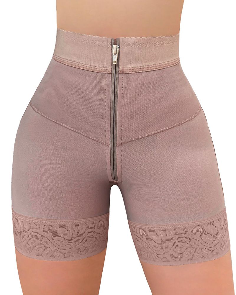 Internal Hooks Firm Compression Zipper Butt Lift Peahcy Shaper Shorts